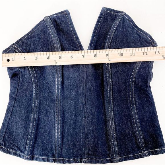ZARA ZW DENIM CORSET WITH SLIT BLUE SIZE 2553/070/107/14 - Picture 7 of 7